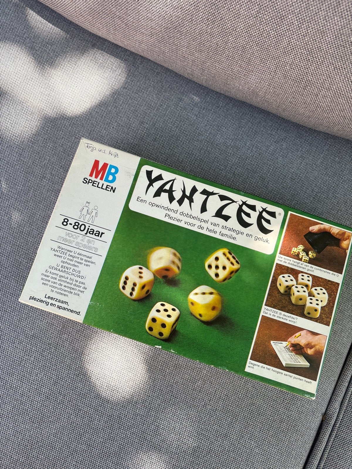 Vintage Yahtzee dobbelspel van MB Spellen, Een of twee spelers, Ophalen of Verzenden, Gebruikt