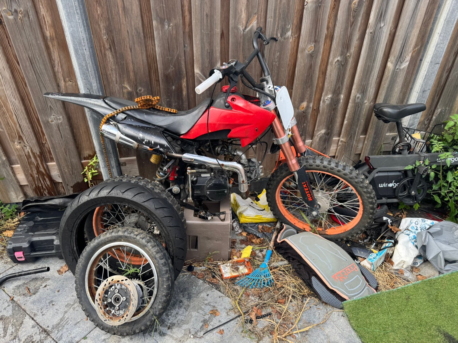 Pitbike defect, Gebruikt, Pitbike, Schijfrem, 125 cc
