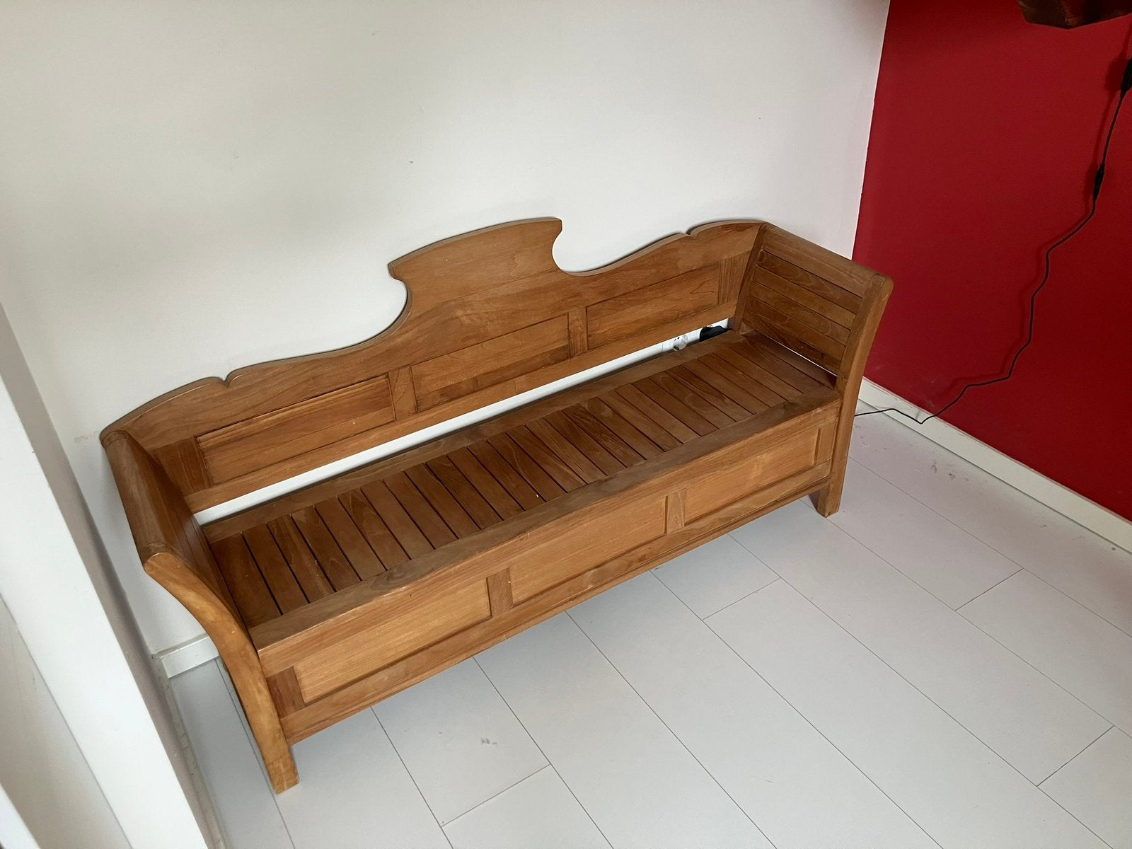 Kinderbankje design massief teak hout, Ophalen, Zo goed als nieuw, Overige typen