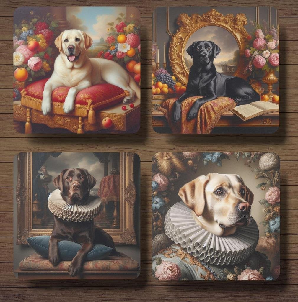 Labrador Barok onderzetters met houder, Ophalen of Verzenden, Nieuw