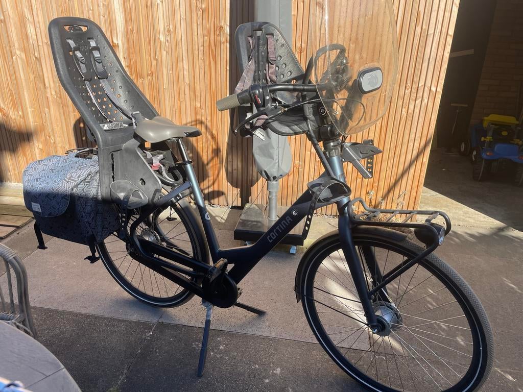 Cortina Common family fiets incl zitjes en fietstassen, Fietsen en Brommers, Fietsen | Dames | Moederfietsen, 2 zitjes, Mandje