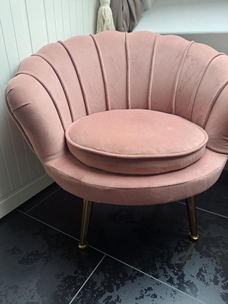 Roze schelp kinderfauteuil - Zo goed als nieuw, Ophalen, 75 tot 100 cm, Zo goed als nieuw, Stof