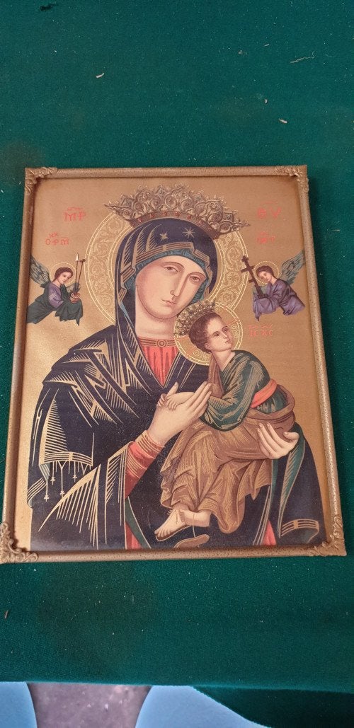 madonna in metalen lijst, Ophalen of Verzenden