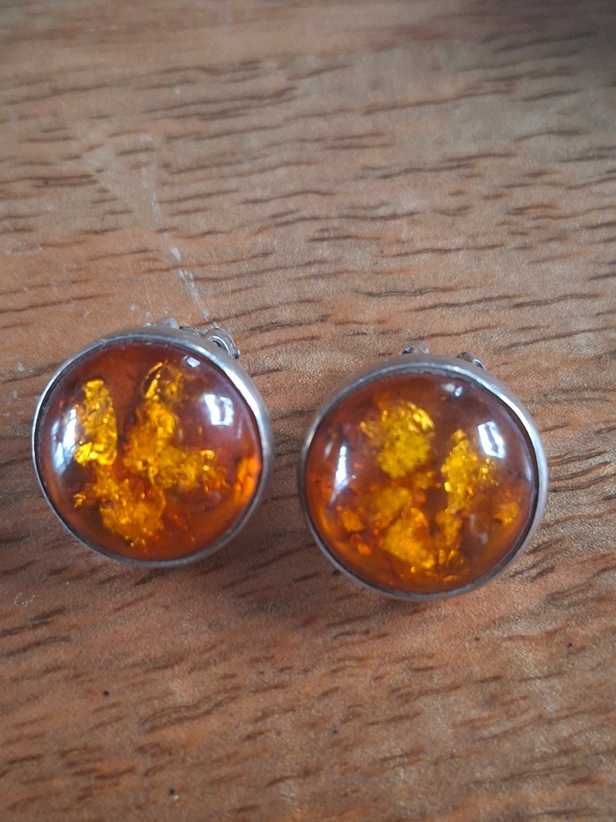 zilveren oorclips amber, Sieraden, Tassen en Uiterlijk, Ophalen, Zilver, Oorbellen