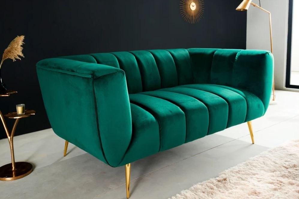 Bankstel Groen Fluweel 165 cm NIEUW VOORRAAD, 150 tot 200 cm, 75 tot 100 cm, Ophalen of Verzenden, Rechte bank