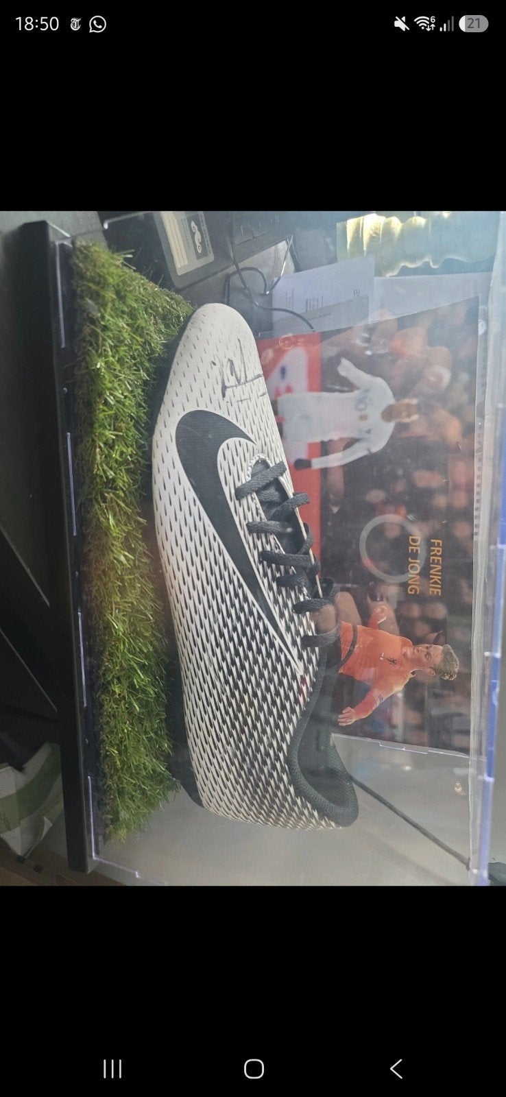 Gesigneerde Nike voetbalschoen Frenkie de Jong, Verzamelen, Ophalen of Verzenden, Zo goed als nieuw, Buitenlandse clubs, Overige typen