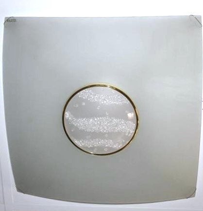 Vintage vibea quadra plafondlamp wit glas brass murano  ‘70, Huis en Inrichting, 50 cm, Vintage, Zo goed als nieuw, Wit