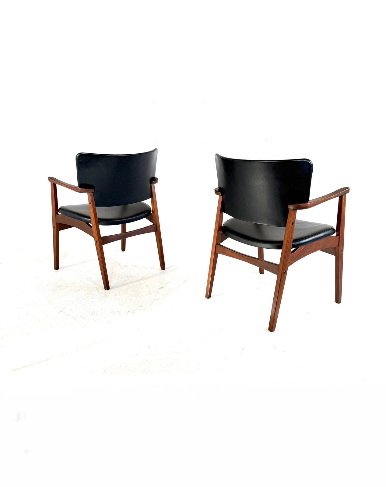 2x vintage Deense fauteuil, Bernhard Pedersen ‘60, Hout, Bernhard Pedersen, Vintage retro buisframe design rotan webbing papercord deens