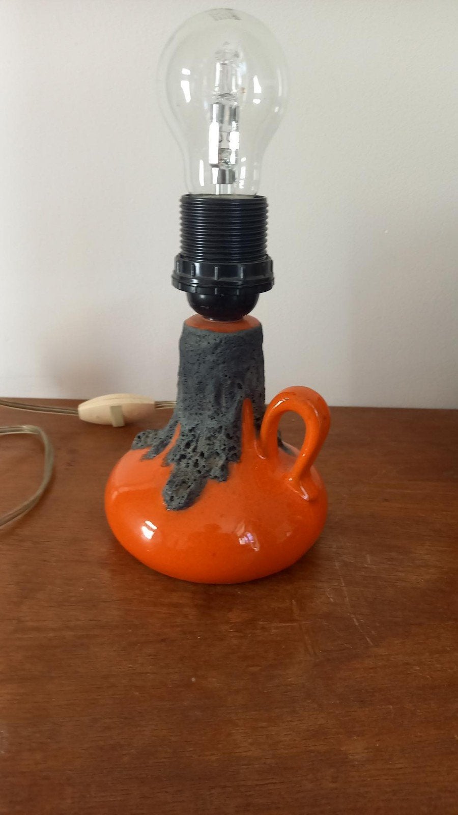 Vintage Fat Lava tafellamp - Oranje en zwart, Oranje, Ophalen of Verzenden, Keramiek, Vintage