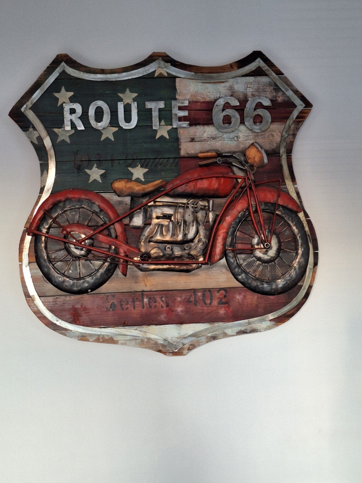 Schilderij route 66 / motor, Huis en Inrichting, Woonaccessoires | Schilderijen, Tekeningen en Foto's, Ophalen, Zo goed als nieuw