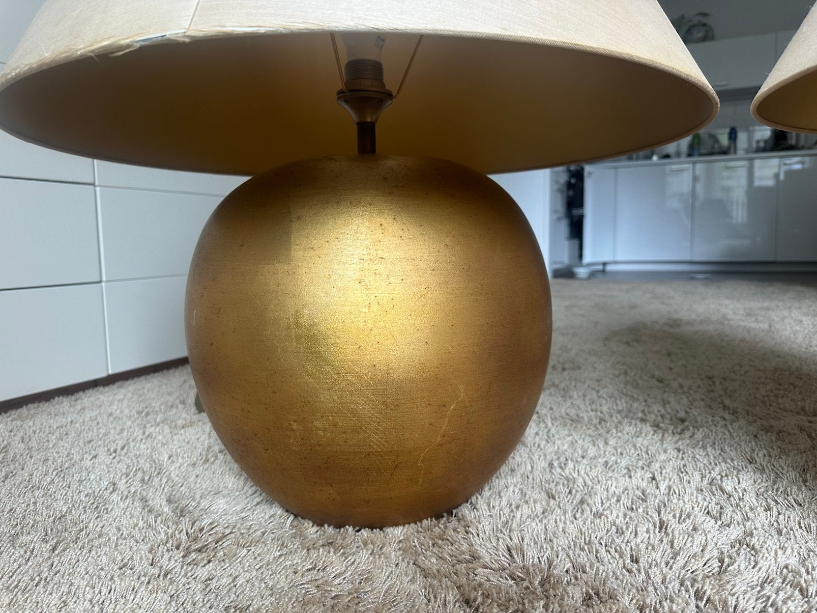 2 lampen van designer Erik Kuster, Goud, Ophalen, Gebruikt