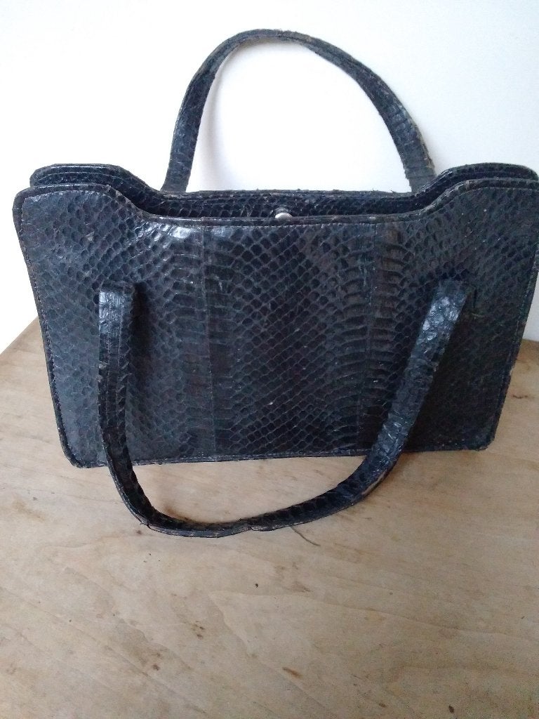 Antieke handtas in slangen leder, Verzenden