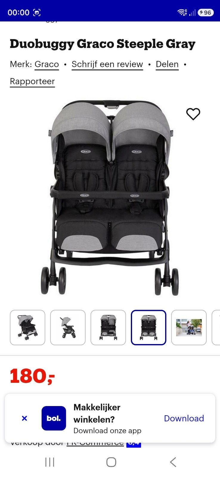 Graco Duobuggy Steepl Gray - Comfortabele Tweelingwagen, Ophalen, Zo goed als nieuw, Overige merken