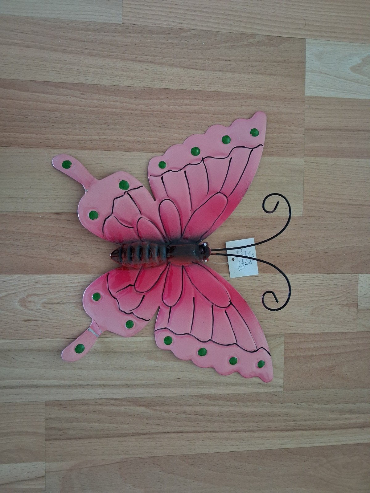 Roze metalen vlinder wanddecoratie, Tuin en Terras, Ophalen of Verzenden, Zo goed als nieuw
