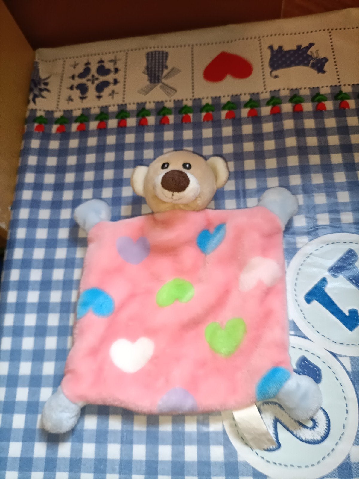 Beer knuffeldoekje roze met hartjes, Ophalen of Verzenden, Zo goed als nieuw, Beer