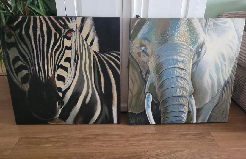Grote stevige canvas schilderijen 80 bij 80 cm, Ophalen, Zo goed als nieuw, 75 tot 100 cm, Schilderij