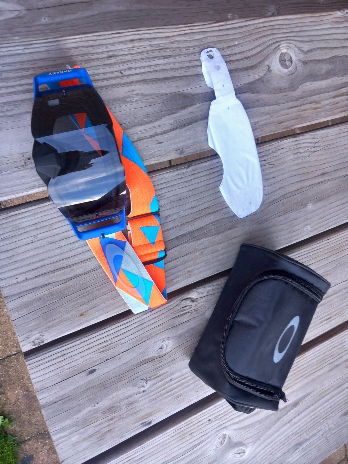 Oakley Front Line MX Crossbril Tri-Orange / Blue, Motoren, Ophalen, Zo goed als nieuw