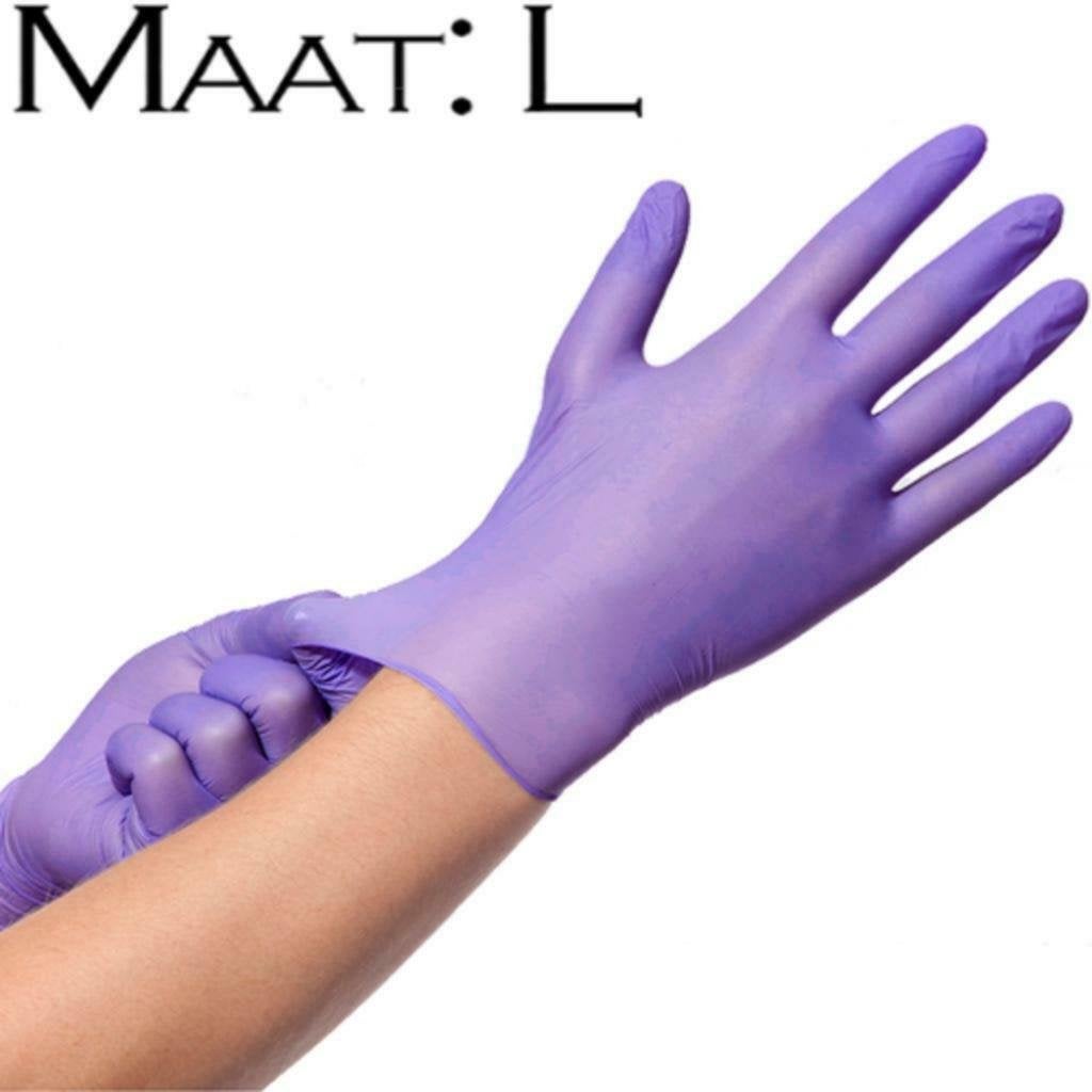 PAARS soft nitril handschoen Easyglide & grip, maat L, Paars, Nieuw, Ophalen of Verzenden, Handen en Nagels