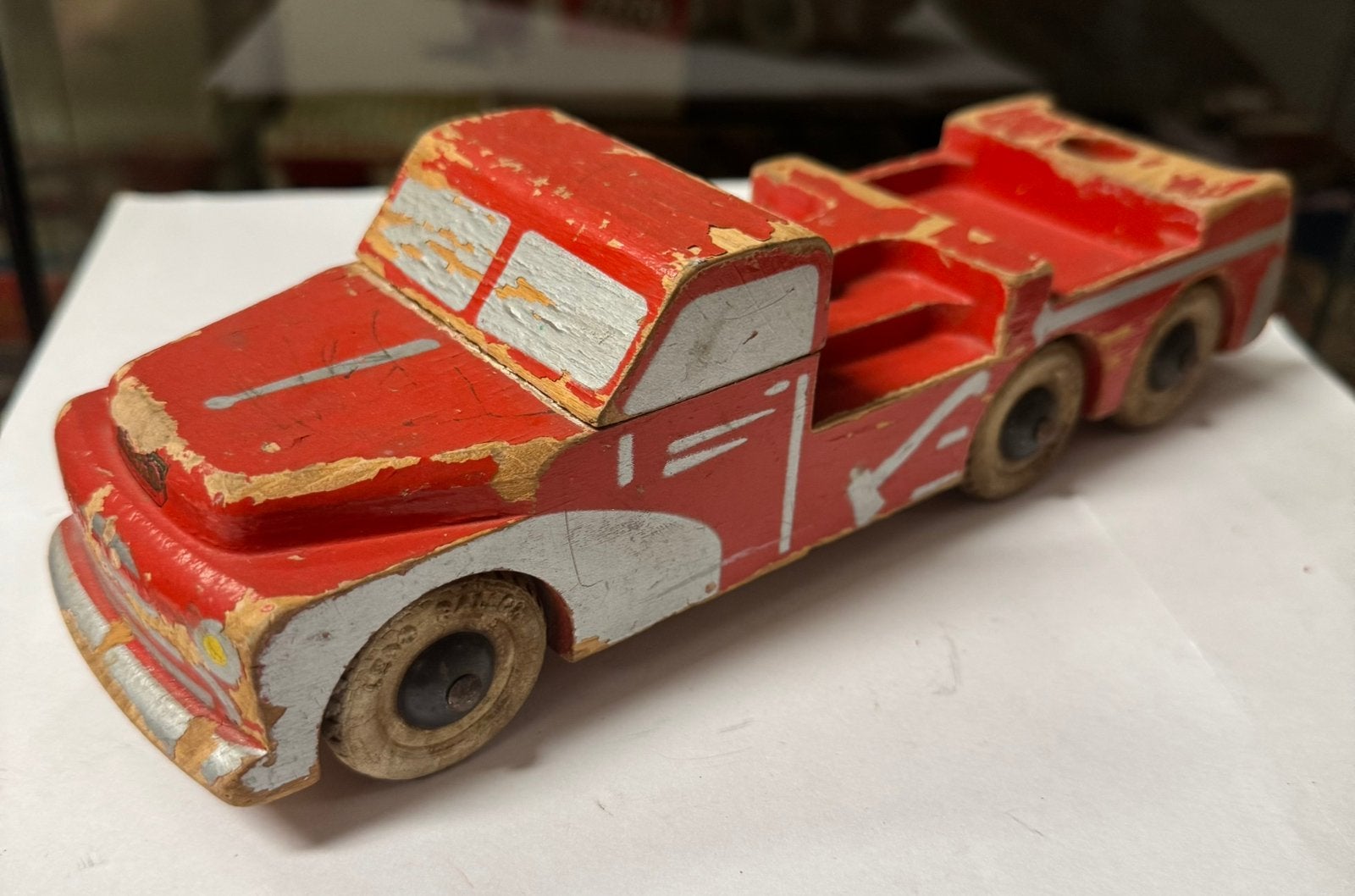 Oude houten grote Lego brandweer truck jaren 50 vintage, Verzenden, Gebruikt, Lego