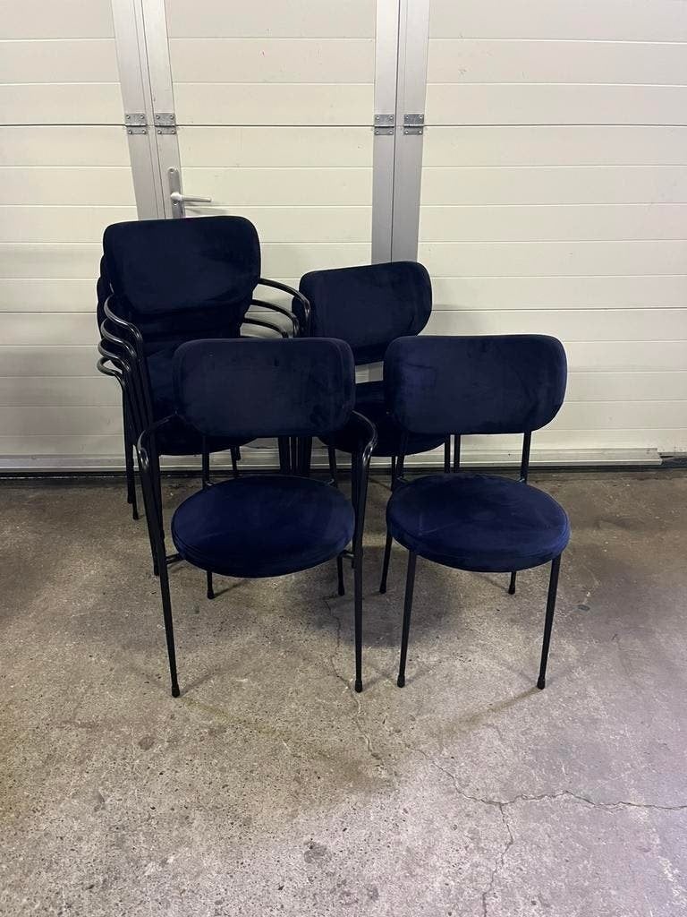 19 stuks velvet blauwe horeca satelliet restaurant stoelen, Huis en Inrichting, Stoelen, Ophalen, Blauw, Zo goed als nieuw, Stof