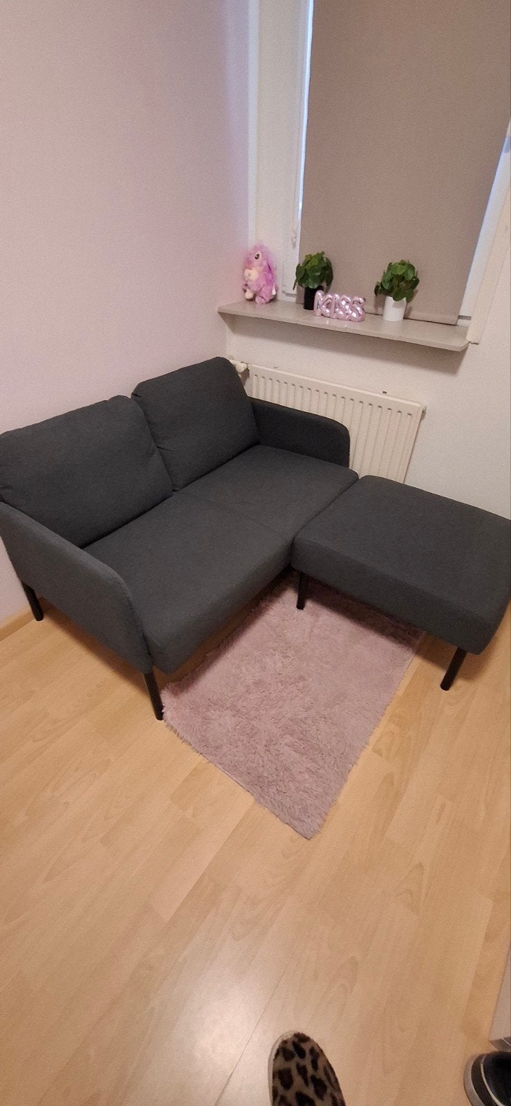 ikea bank bankje poef voetenbankje grijs bankstel, Huis en Inrichting, Ophalen, Minder dan 75 cm, Tweepersoons, Zo goed als nieuw