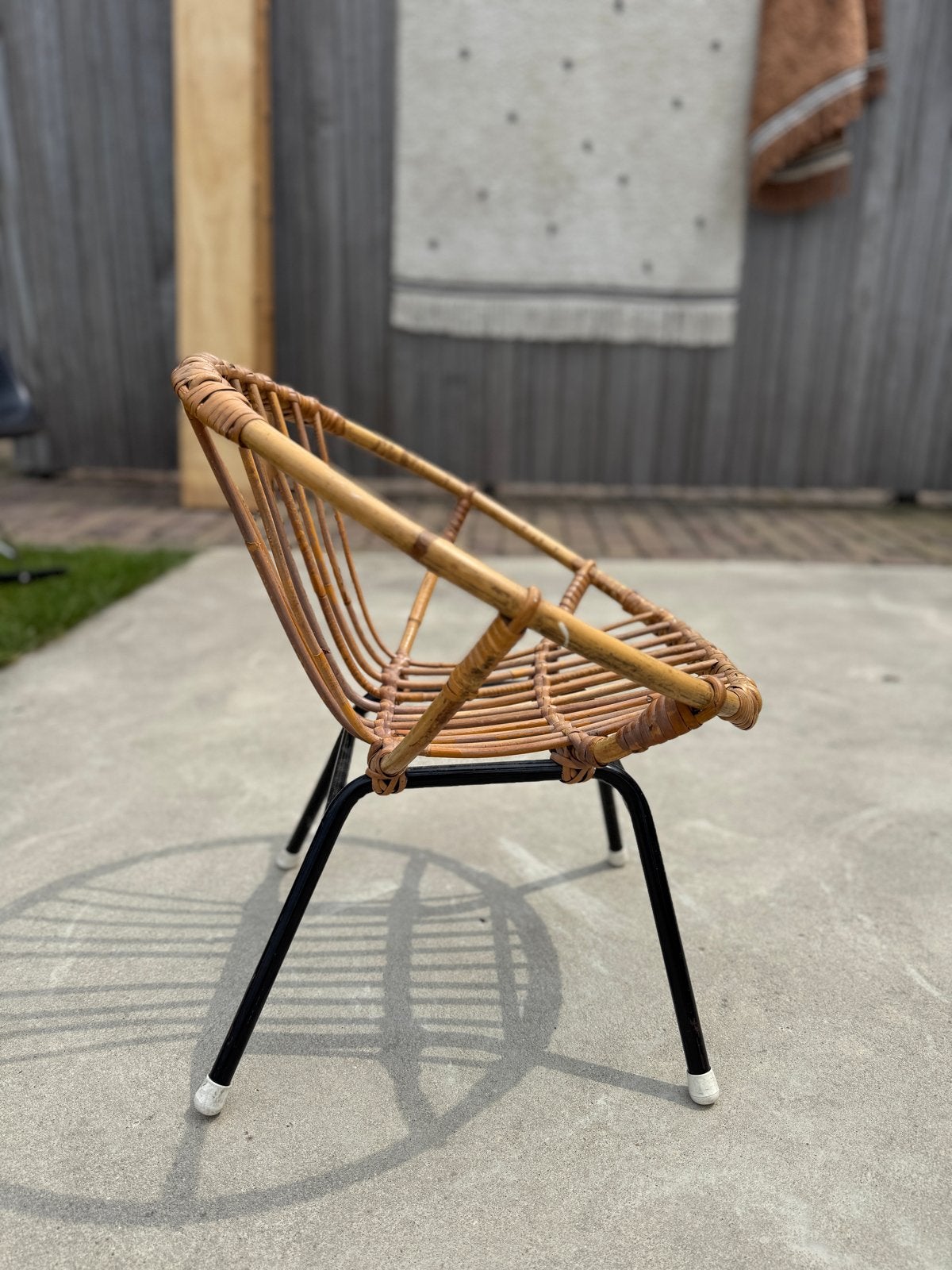 Vintage Rotan Stoel Rohé- Bamboe Design Stoel, Ophalen, Gebruikt, Overige kleuren, Riet of Rotan