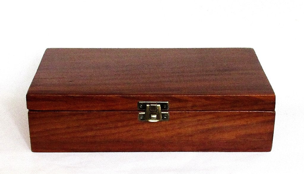 Vintage houten opbergdoos met slotje., Ophalen of Verzenden
