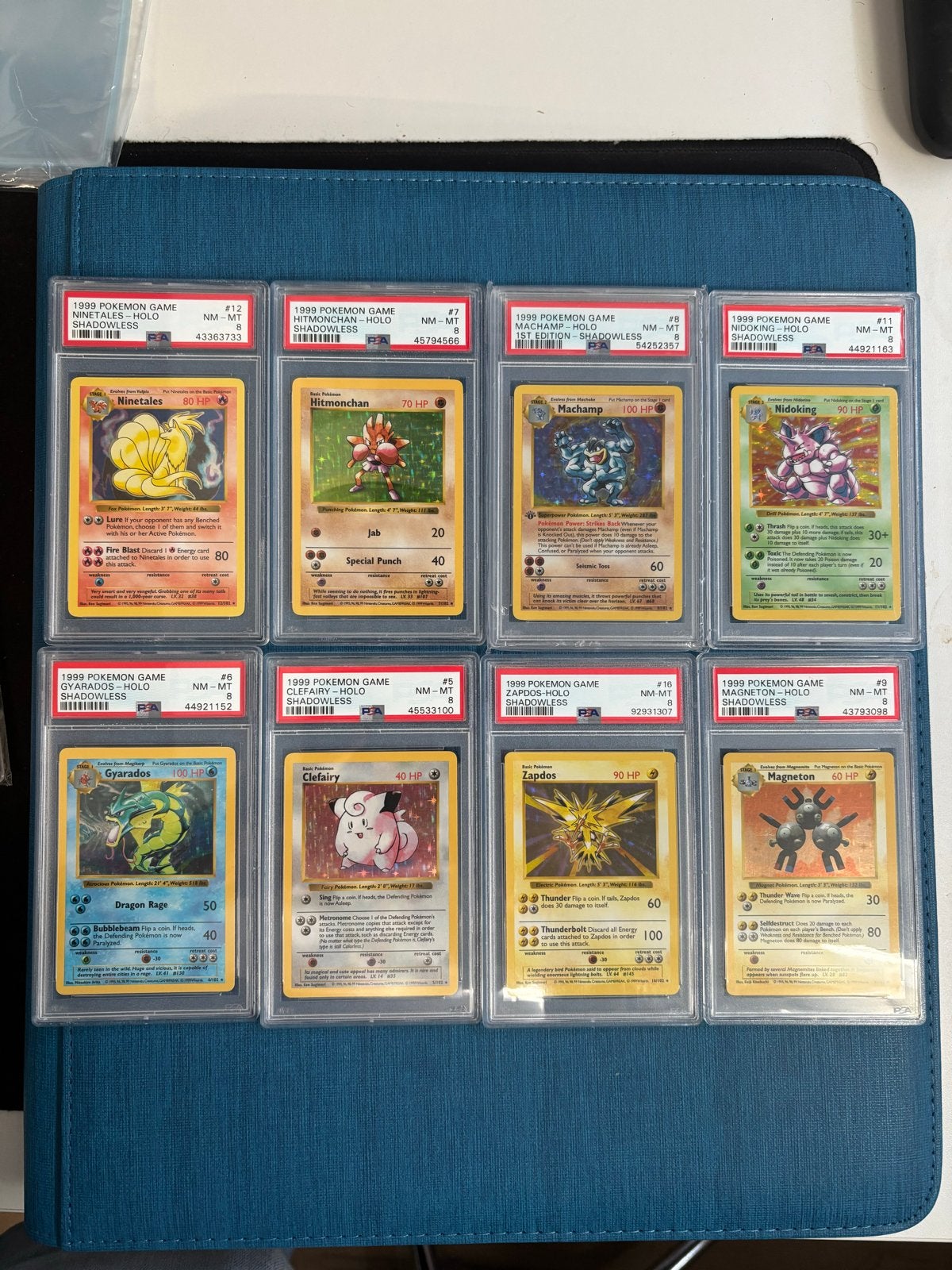Shadowless PSA 8 Pokémon Slabs - Zeldzame Collectie, Ophalen of Verzenden, Zo goed als nieuw, Meerdere kaarten