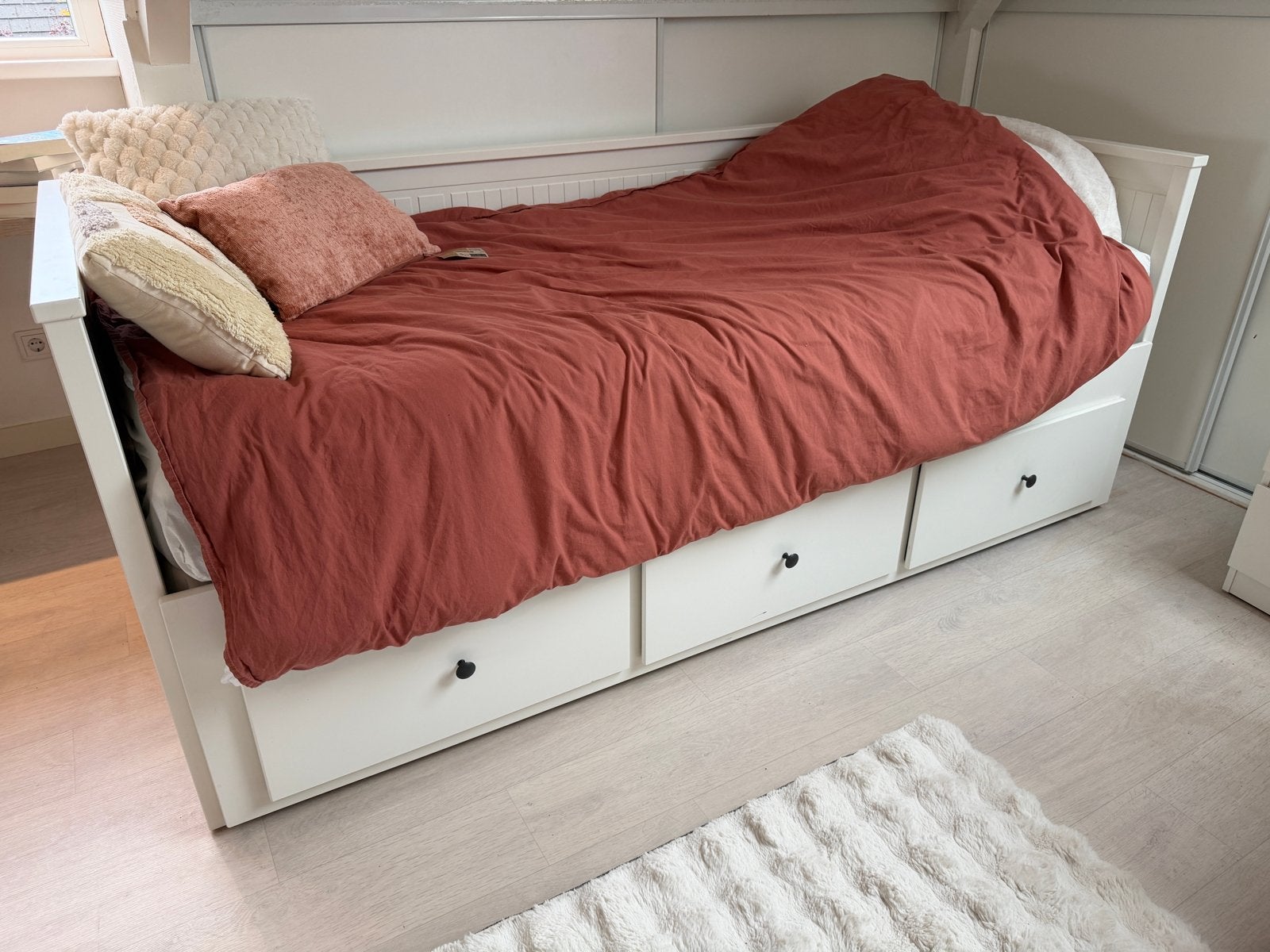 IKEA Hemnes uitschuifbed, Ophalen, Gebruikt, Eenpersoons, Wit