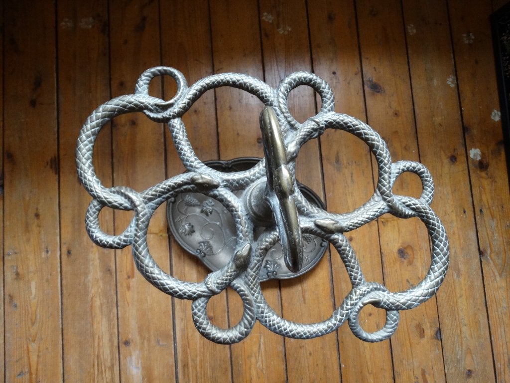 Messing paraplustandaard, slangen, bloemen 62 x 37 x 26 cm, Ophalen