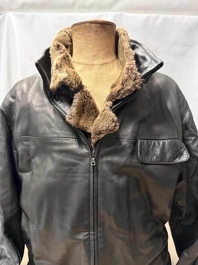 GIAN FRANCO FERRE  Lederen  jas, Kleding | Heren, Gian Franco Ferre, Zwart, Maat 56/58 (XL), Ophalen of Verzenden