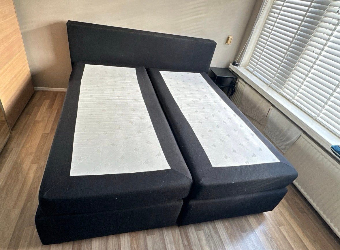 Boxspring zwart 180 x 200 cm, Ophalen, Zwart, Tweepersoons, Zo goed als nieuw