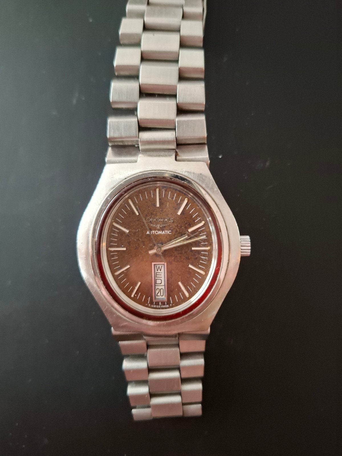 Longines automatic day & date zeldzaam horloge, Overige merken, Staal, Gebruikt, Staal