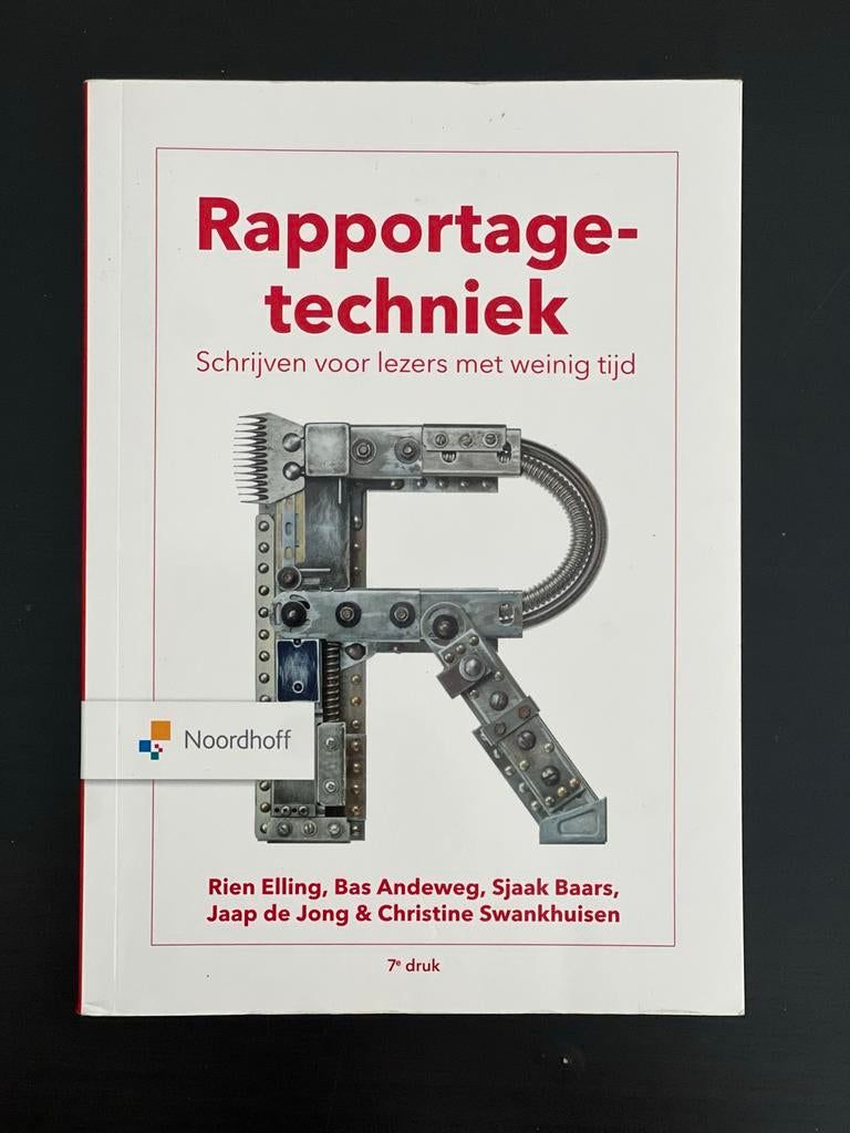 Rapportagetechniek - Rien Elling, Boeken, Studieboeken en Cursussen, Zo goed als nieuw, Noordhoff Uitgevers, Alpha, HBO