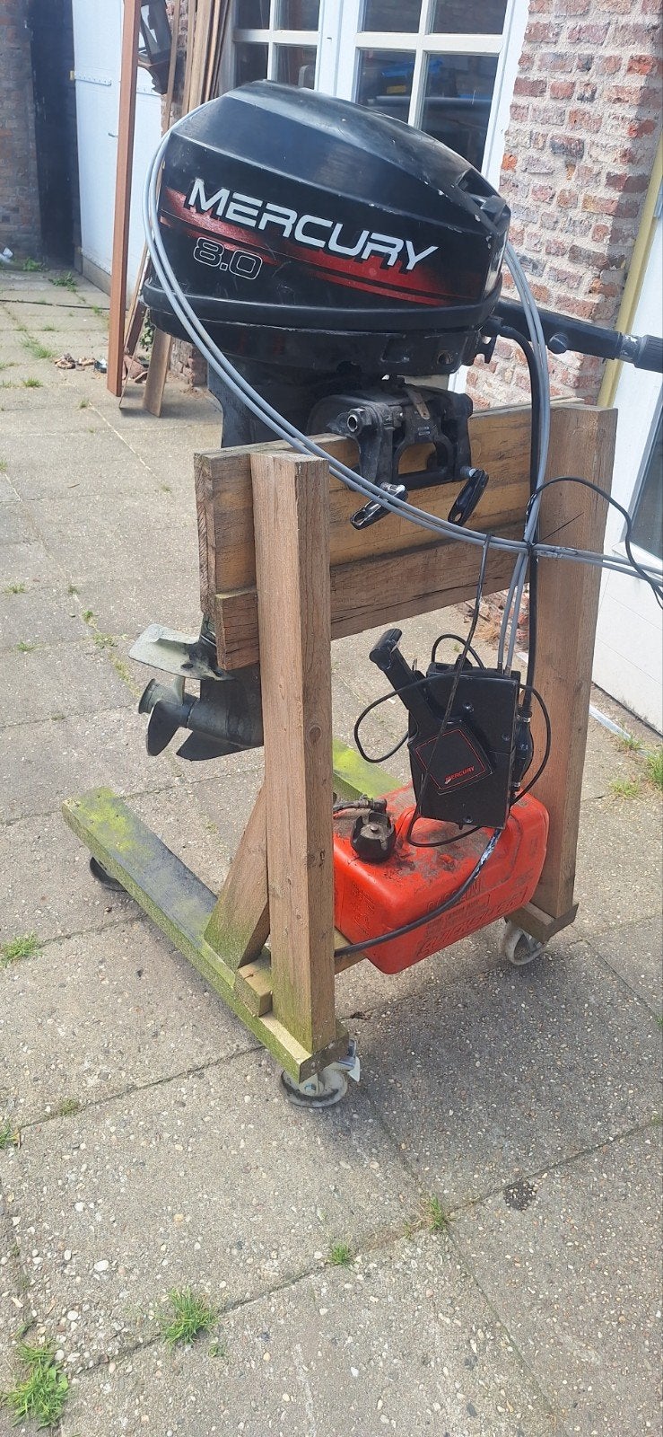 Nette Mercury 8pk buitenboordmotor met knuppel en controller, Watersport en Boten, Buiten- en Binnenboordmotoren, Gebruikt, Ophalen of Verzenden