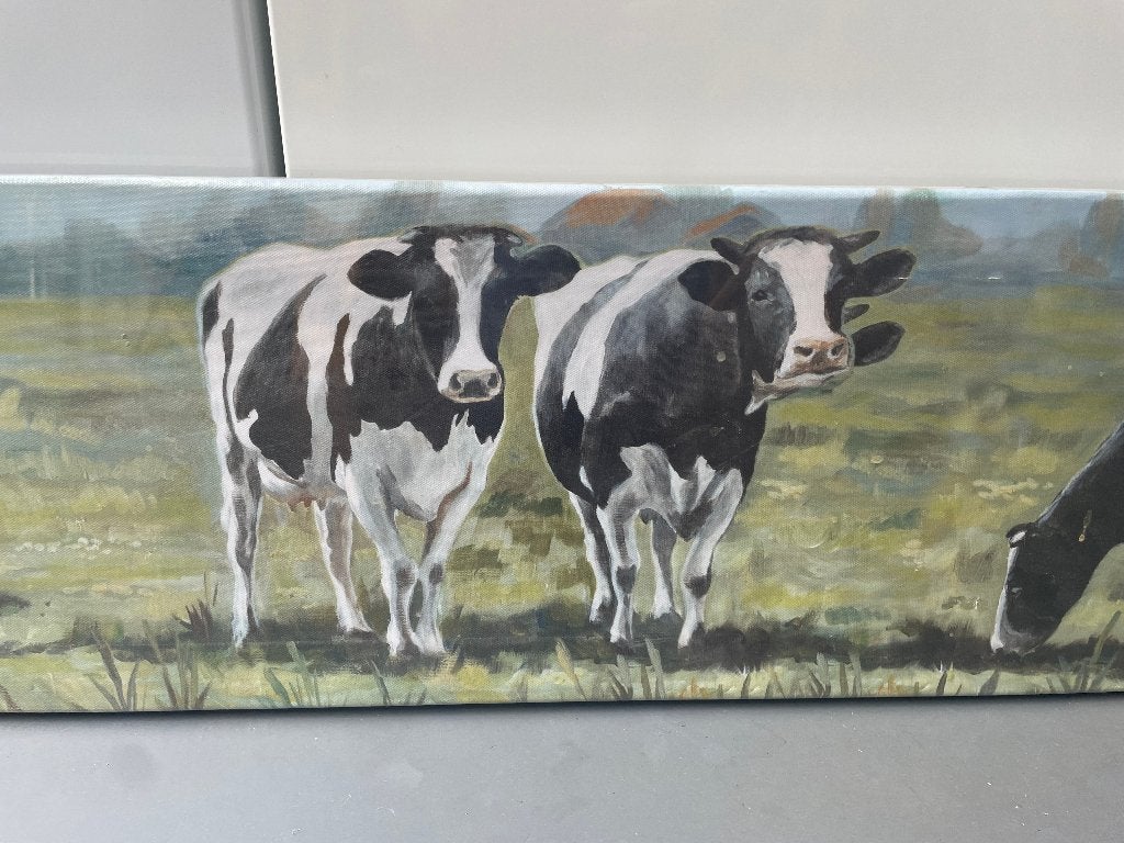 Panoramisch Canvas Schilderij Koeien in de Weide – In Folie, Ophalen, Overige stijlen, Doek, Dieren