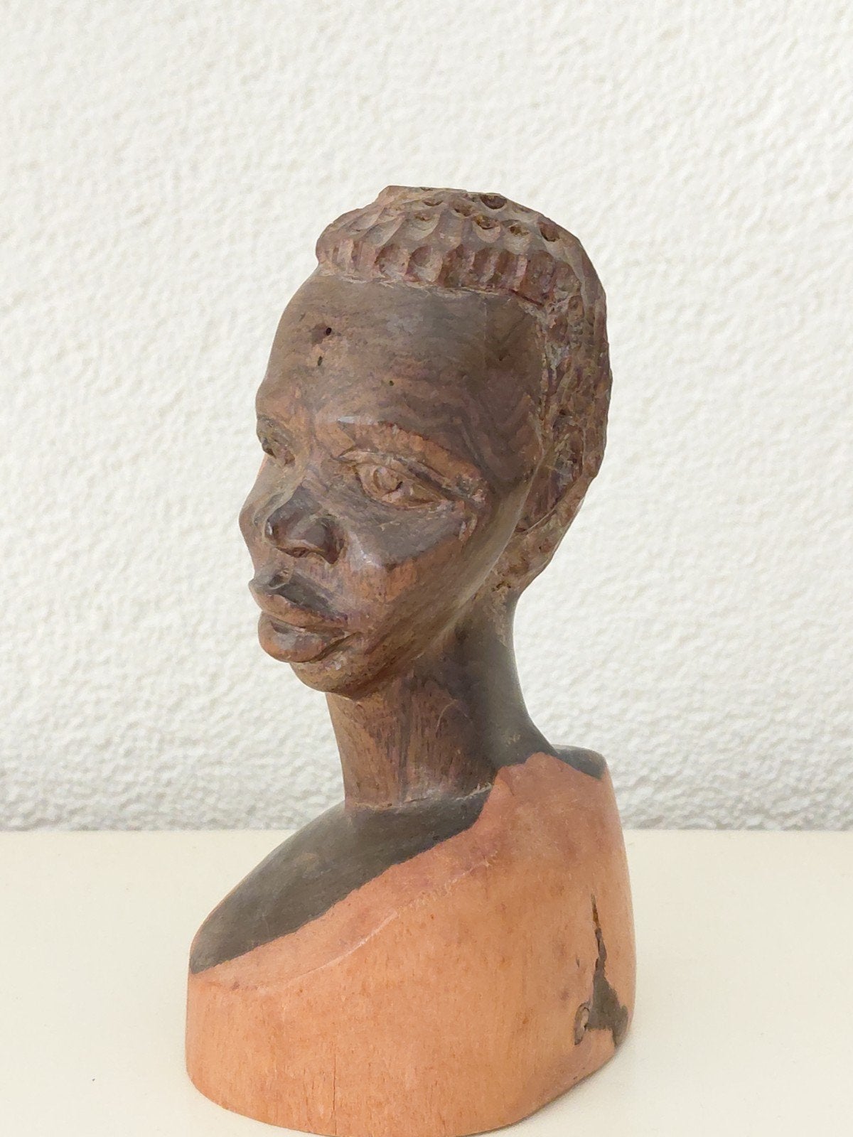 Houten Buste Afrikaanse Vrouw - Handgesneden Kunst, Minder dan 20 cm, Buste, Ophalen of Verzenden, Handgemaakt
