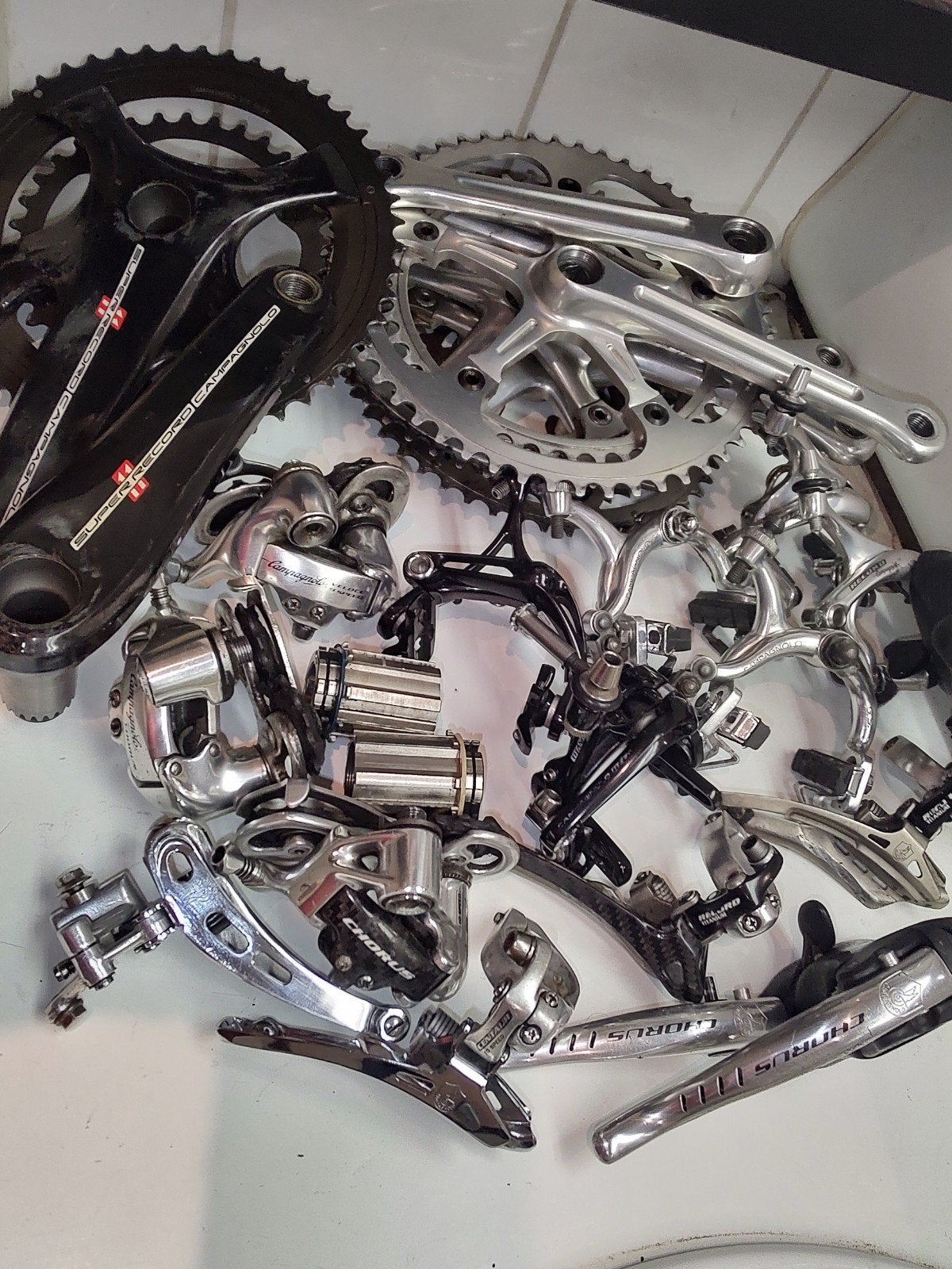Diverse Campagnolo Record/Super,Chorus onderdelen vanaf 10€,, Fietsen en Brommers, Fietsonderdelen, Ophalen, Zo goed als nieuw