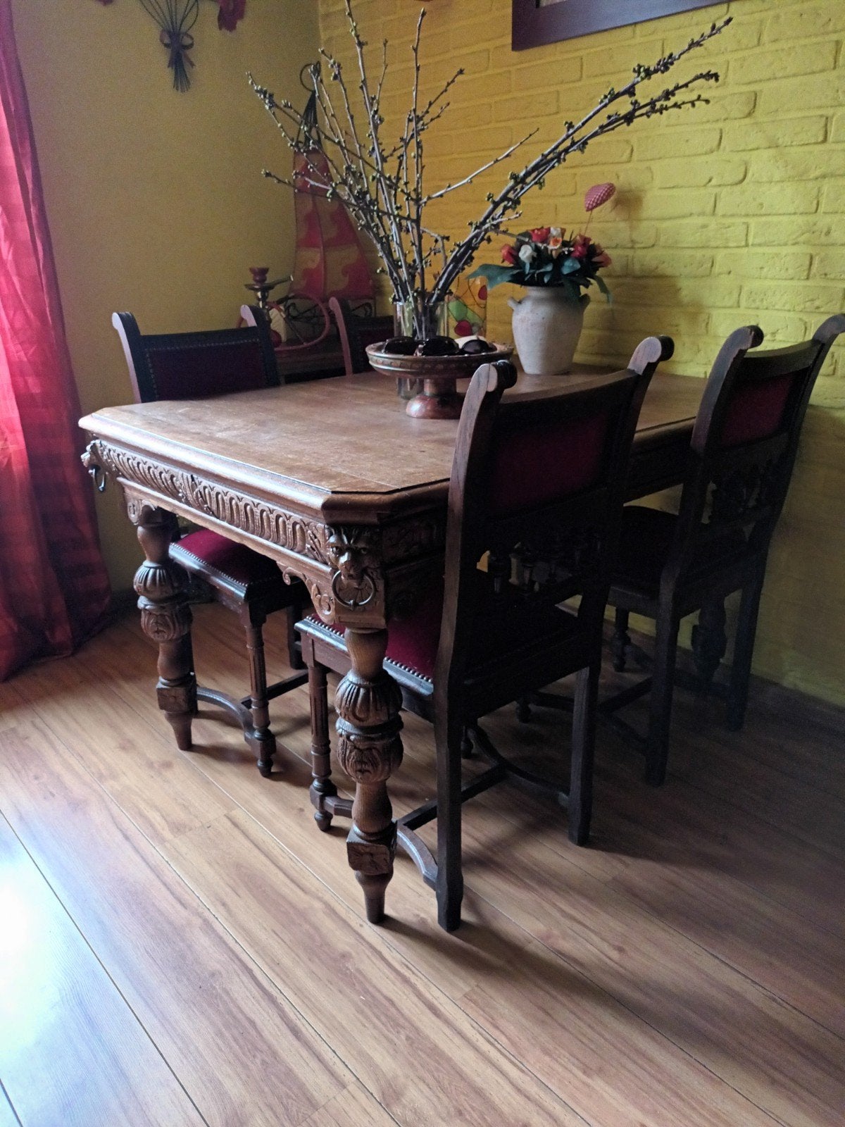 antieke eettafel met stoelen, Huis en Inrichting, Tafels | Eettafels, Gebruikt, 100 tot 150 cm, Eikenhout, 50 tot 100 cm
