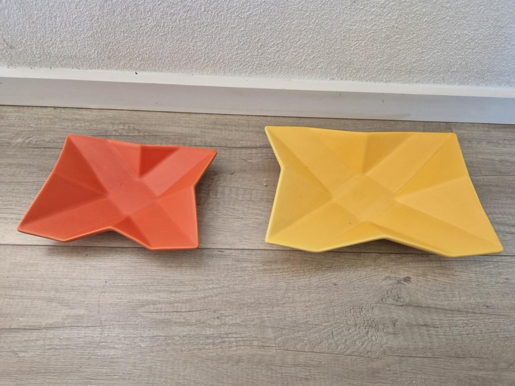 Asa schaal schalen geel oranje vintage retro origami memphis, Ophalen of Verzenden