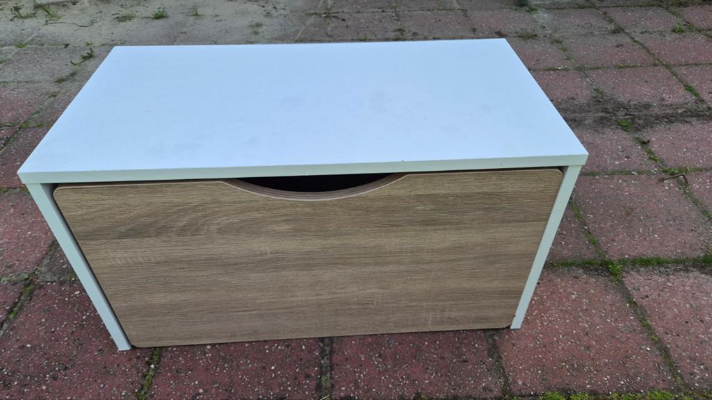 Ladekastje op wieltjes - wit met eiken front, Ophalen, 1 of 2 laden, 50 tot 100 cm, Minder dan 100 cm