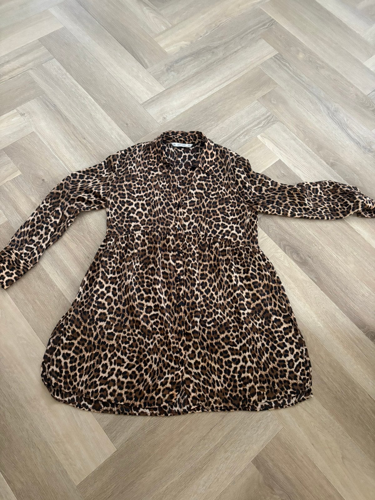 Zara Panterprint Jurk Maat M, Maat 38/40 (M), Bruin, Ophalen of Verzenden, Gedragen
