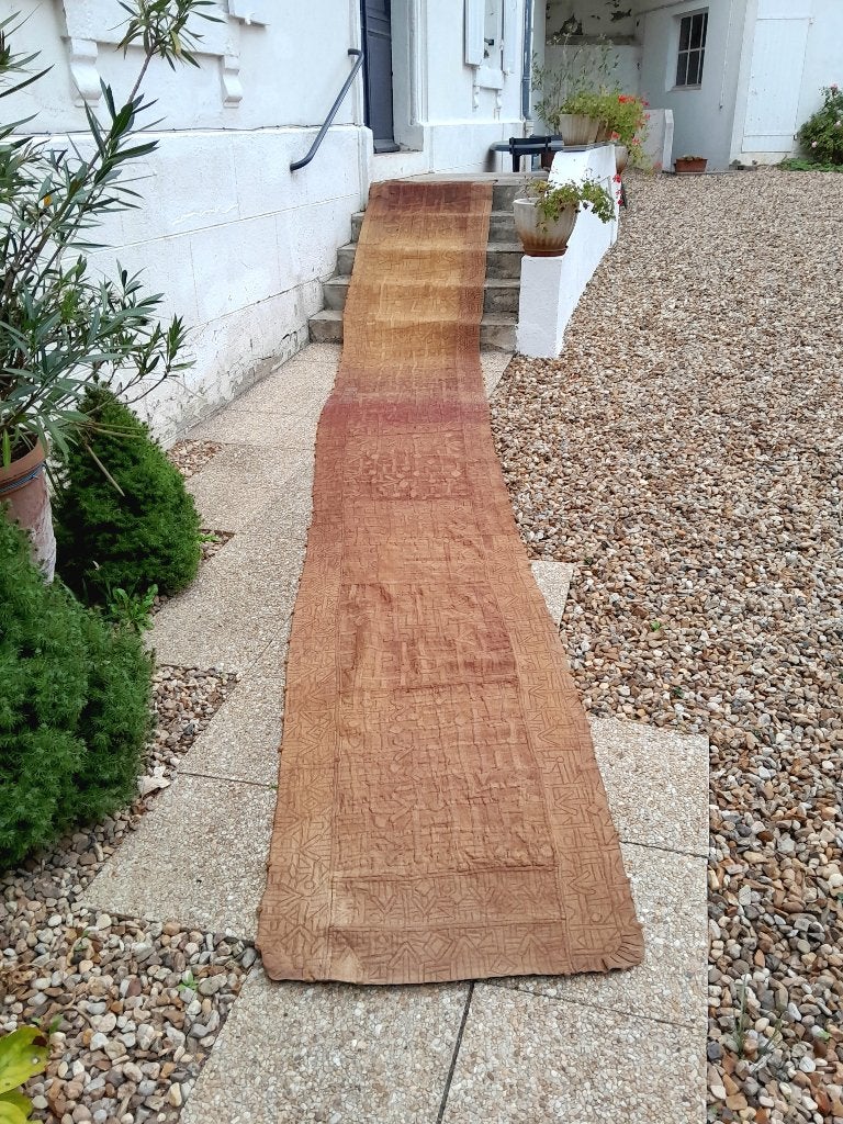 Zeer oude Kuba wikkelrok, NTSHAK, lengte 589 cm breed 83 cm, Textiel, Overige typen, 83 cm, Meerkleurig