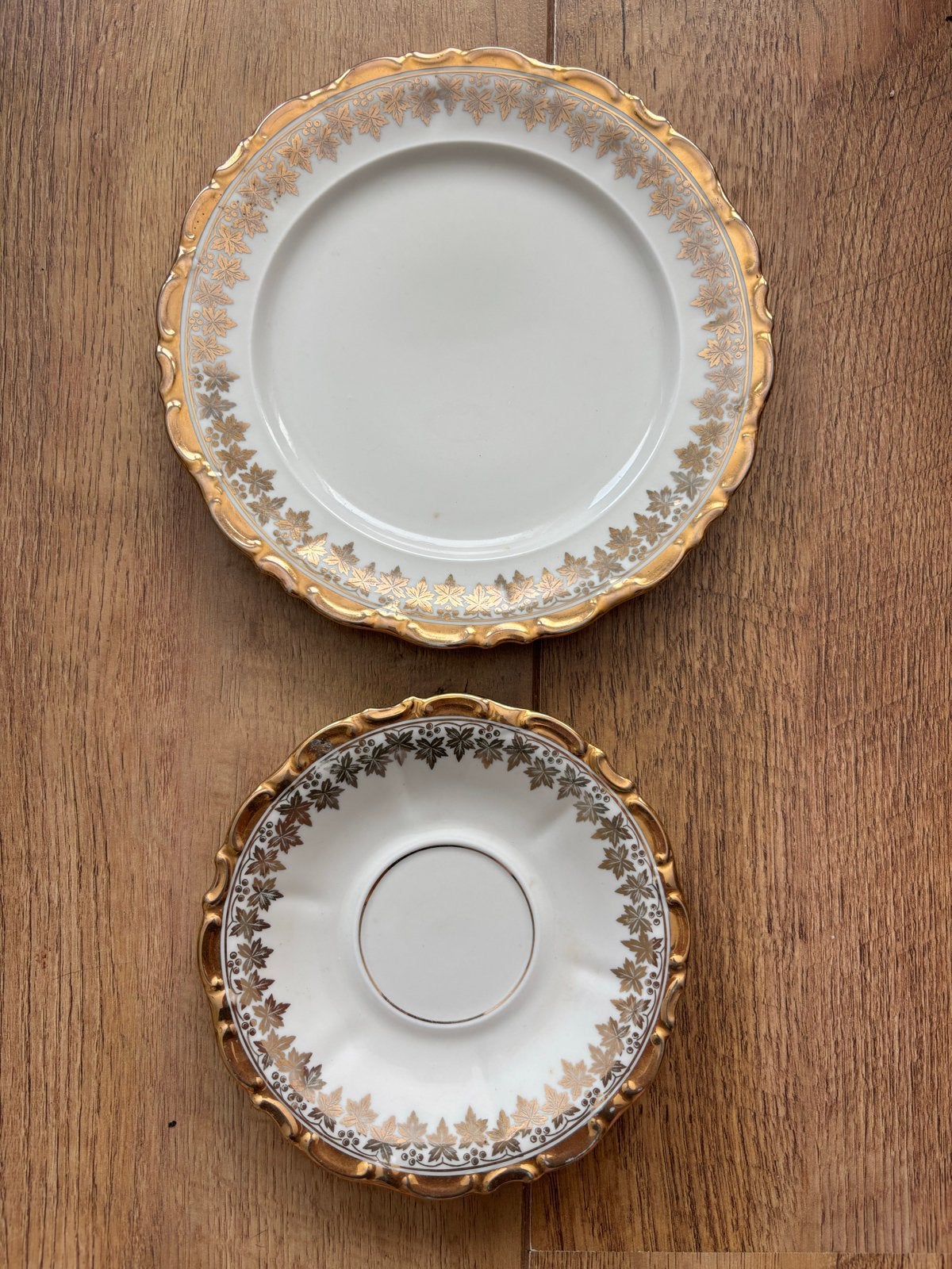 Vintage Waldershof Bavaria porseleinen bordjes met goudrand, Antiek en Kunst, Ophalen of Verzenden