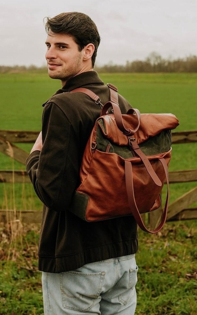 Vanguard Rugzak/Schoudertas - Cognac/Groen, Sieraden, Tassen en Uiterlijk, 40 cm of meer, Nieuw, Ophalen of Verzenden, Overige merken