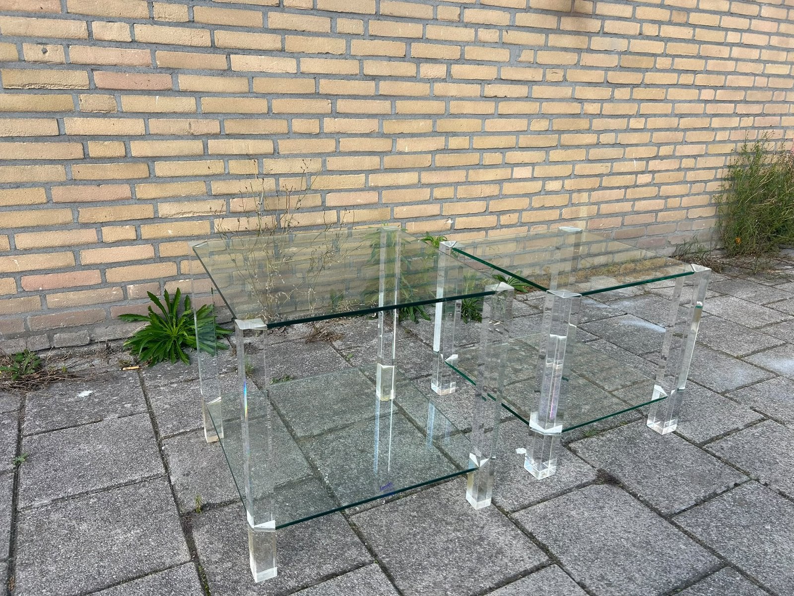 Bijzettafel salontafel transparant, Ophalen, Zo goed als nieuw