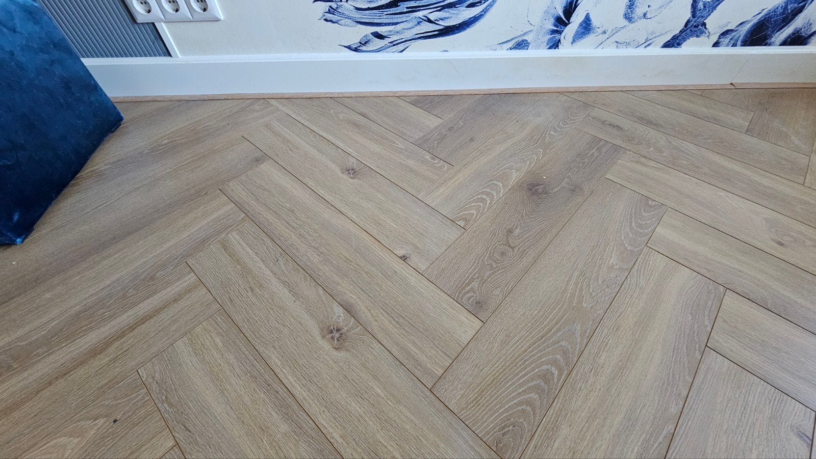Visgraat Laminaatvloer 12 m2 - Gratis af te halen, Huis en Inrichting, Ophalen, Beige, Zo goed als nieuw, Vergrijsd eiken visgraat