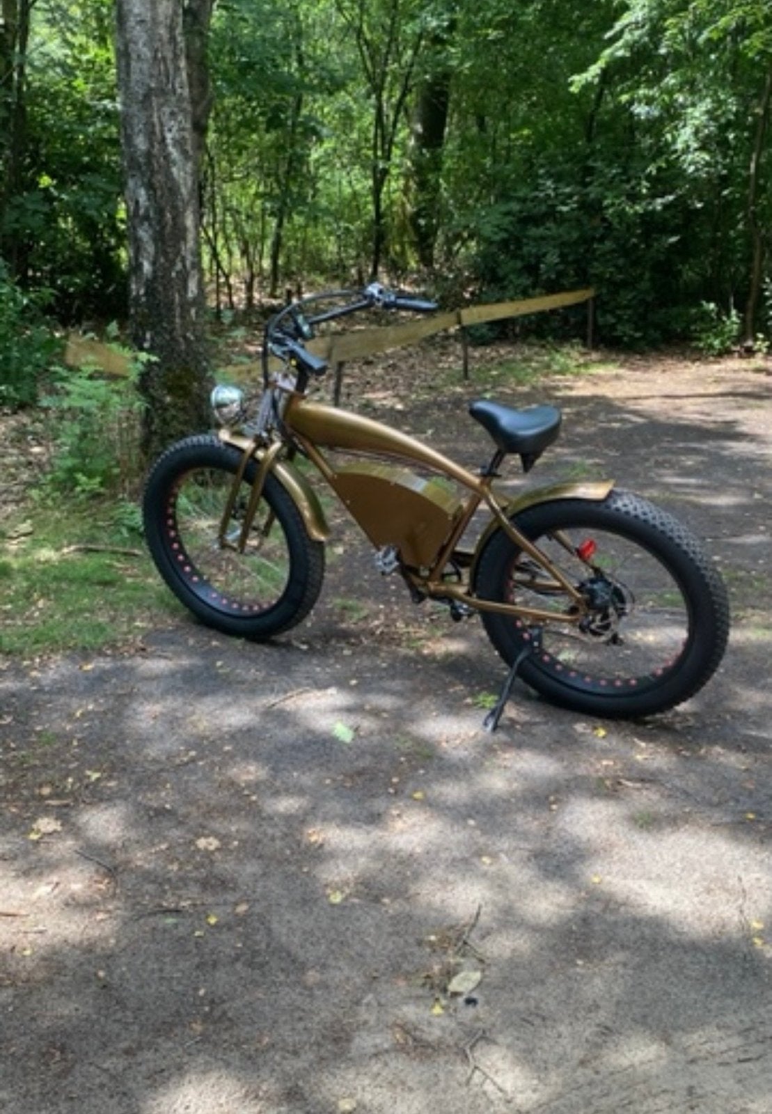 Vintage Ecruiser E Bike  - Goudkleurig met Dikke Banden, Fietsen en Brommers, Zo goed als nieuw, 51 tot 55 cm, 50 km per accu of meer