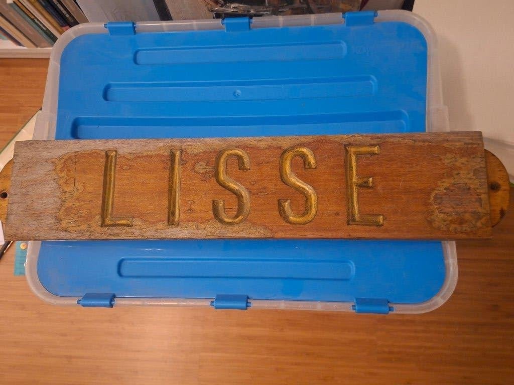 Teakhouten naambord Lisse, Antiek en Kunst, Ophalen of Verzenden
