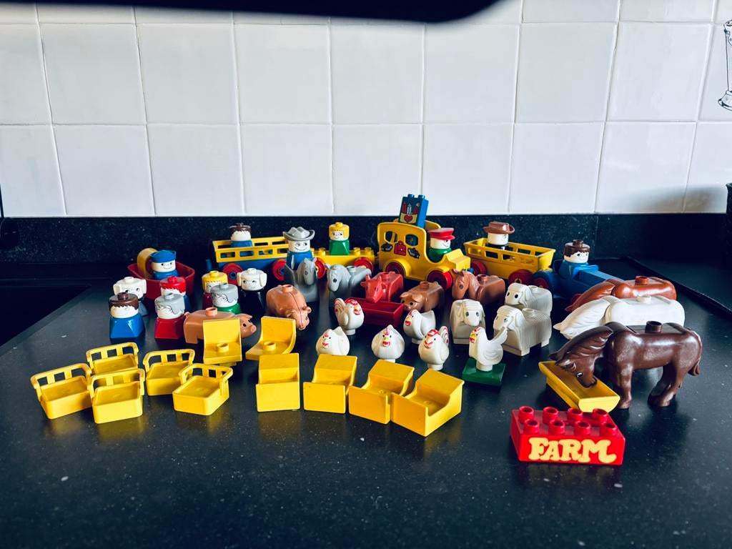 Vintage Lego Duplo Boerderijdieren + Figuren - Ook in delen, Inclusief minifiguren, Gebruikt, Overige thema's, Ophalen of Verzenden